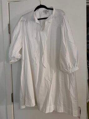 COS White Pintuck Yoke Tie-Front Mini Dress